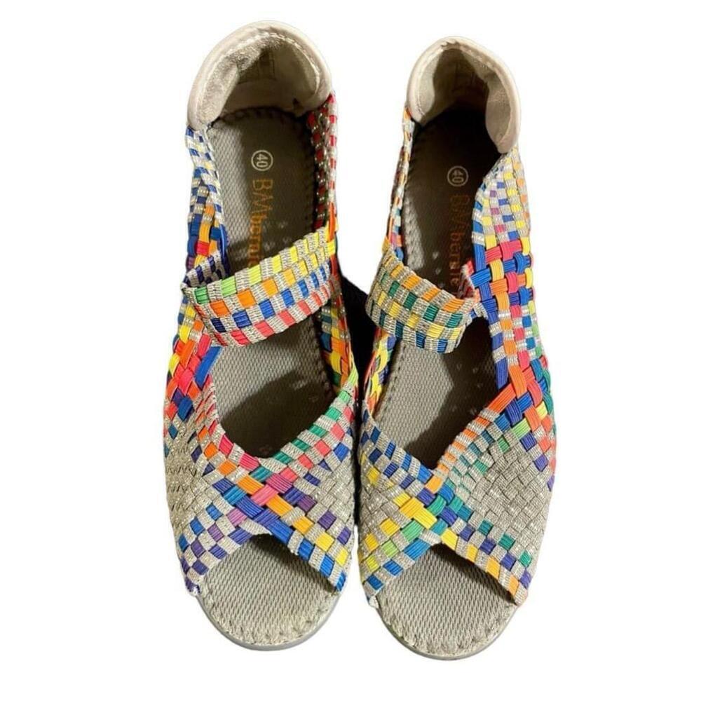 Size 9 Bernie Mev Women's Size 40 Multicolor & Gray wedge open toe sandals - Picture 5 of 9